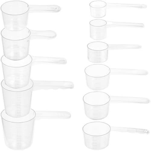 DOTINGHUX® 11-Piece Nesting Measuring Spoons Set, Stackable Clear Plastic Scoops for Pet Food, Coffee, Protein, Spices, Other Dry Goods and Liquids, tms11