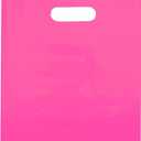 Plastic Shopping Bag with Die Cut Handle Bag 12" x 15" Pink Plastic Merchandise Bags with Handle 100 Pack for Retail, Heavy Duty Bulk Bags