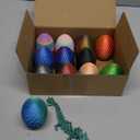 12PCS 3D Printed Crystal Dragon & Egg Set - 12 Unique Colors - 5.12 Inch Glitter Dragons with 2.36 Inch Surprise Eggs - Blind Box Collectible Toys for Adults - Fantasy Party Favors Gift