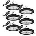 300W-6Pack UFO LED High Bay Light,30000lm 6000K Daylight 2000W Equivalent with US Plug Cable LED Garage Lights Commercial Warehouse Area Light Workshop Garage Factory Lowbay Area Lighting
