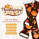 Christmas Halloween Thanksgiving Band Compatible with Fitbit Versa 3/Fitbit Versa 4/Fitbit Sense/ 2, Smartwatch Holiday Women Men Silicone Replacement Strap for Fitbit Versa 3/4, Fitbit Sense/ 2 (Pumpkin&Leaves)