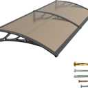 40x60 Window Door Awning Exterior,Polycarbonate Outdoor Overhang Canopy Shelter,UPF 50+ UV Rain Snow Sun Protection,Spliced Overdoor Awnings for Outside,Porch,Patio,Deck or House Entrance (brown panel/Black bracket)