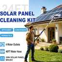 Buyplus 30FT Reach Solar Panel Cleaning Brush Kit with 5-24FT Telescoping Pole, Water Fed Window Cleaner Tool with 20" Brush, Soap Dispenser, Cobweb Duster, Squeegee for Roof, RV, Gutter, Deck,Blue