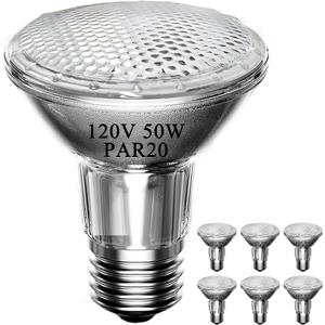 Par20 Halogen Flood Light Bulb, 50W 120V PAR20 Light Bulb, Dimmable, E26 Base, 2700K Warm White, 3000 Hours for Indoor Range Hood, Track Oven, Ceiling Can Lamp 6 Pack