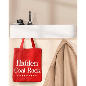 OLEEK Wall Mounted Coat Rack with Shelf - Wall entryway Shelf with Hooks - entryway Hooks - Modern Coat Rack - Wooden Mount for Home Decor - Jacket Hanger (White-0)