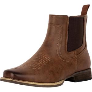 J's.o.l.e Ankle Cowboy Boots for Men Square Toe Chelsea Boots Mens Casual Retro Stylish Boots Size 9
