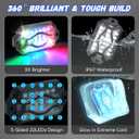 Five-Sided RGB Rock Lights - 4 Pods Multicolor Glow App/Remote Control, Music Sync, Brake Turn Signals, Easy Dual Wiring, Wheel Well Lights Underglow Kit Compatible for Car Trucks Jeep SUV UTV ATV