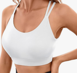 Womens Sports Bras High Support Yoga Bra Criss Cross Back Workout Tank Tops, White, Medium