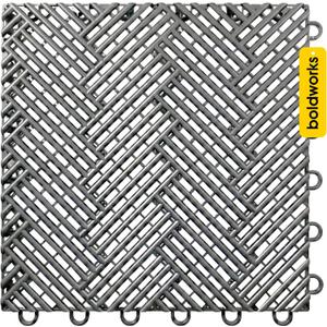 Garage Floor Tiles Interlocking Garage Flooring Tiles Pack of 48 Antislip Oil and Stain Resistant for Garages Shop Floors Basements 40000 LBS Load Capacity (Gray, 12 inch x 12 inch, Drain Tiles)