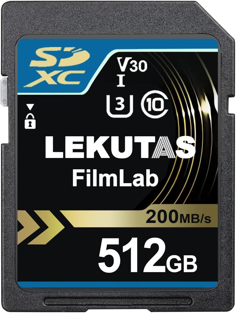 512GB SDXC UHS-I Memory Card - Up to 200MB/s Read Speed, C10, U3, V30, 4K UHD, Full-HD & 4K Video SD Card for Canon Nikon Sony Fujifilm DSLR, Mirrorless Cameras