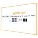 48"x30" Magnetic Wall White Board Dry Erase Whiteboard, Decorative Wooden Frame