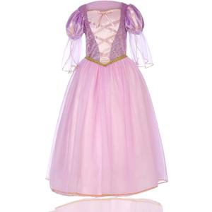 SPUNICOS Toddlers Girls Deluxe Rapunzel Princess Dress Up Costume without Accessories 7-8years