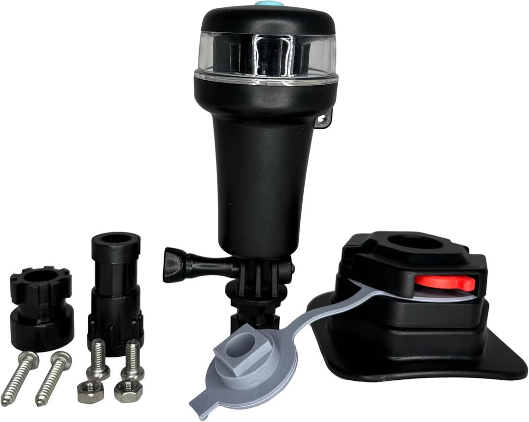 Pactrade Marine Navigation Lights for Boats LED - Red/Green Battery Powered Nav Lights for Boats - Adaptor & Surface Mounts (Curved), Swivel Base, 3-Mode Operation - 1NM Waterproof