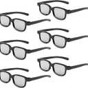 Reald 3D Glasses, Circular Polarized Non-Flashing Passive 3D Glasses for Reald Format Cinema/Passive Polarized 3D TV Projector - 3D Glasses That Supports 3D TV and Cinema (6pcs)