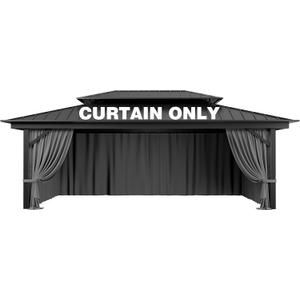 Gazebo Curtain Replacement Universal 4-Panel Sidewalls 12' X 20', Outdoor Privacy Curtains with Double Zipper, Replacement for Patio, Outdoor Canopy, Garden, and Backyard (Curtain Only)