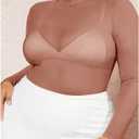 COZYEASE Women's Plus Size Sheer Mesh Tops Mock Neck Long Sleeve Tee Tops Trendy Slim Fit Clubwear (L)