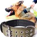 Dog Collar for Large Dogs - 2" Wide Tactical Collars with Handle for Extra Large Breed Dogs, Camo Military Heavy Duty 1/3" Thick Puppy Collar K9 Nylon Pet Collar, Large