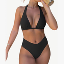 V Cut Bikini Sets for Women Halter Push Up Bikini Top Sexy high Waisted Cheeky Bikini Bottom Swimsuits Medium