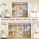 Ulif M2 Wall Mounted Closet System, Clothes Rack Mounted onto the Wall with 4 Expandable Hanger Rods and 5 Metal Shelves, Clothing Organizer Storage in (70.8-102.3)" L x 14.5" D x 71.2" H, White