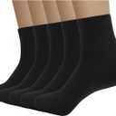 SERISIMPLE Viscose Bamboo Men's Breathable Quarter Thin Ankle High Socks - Comfort Cool Soft 5 Pairs (X-Large, Black)