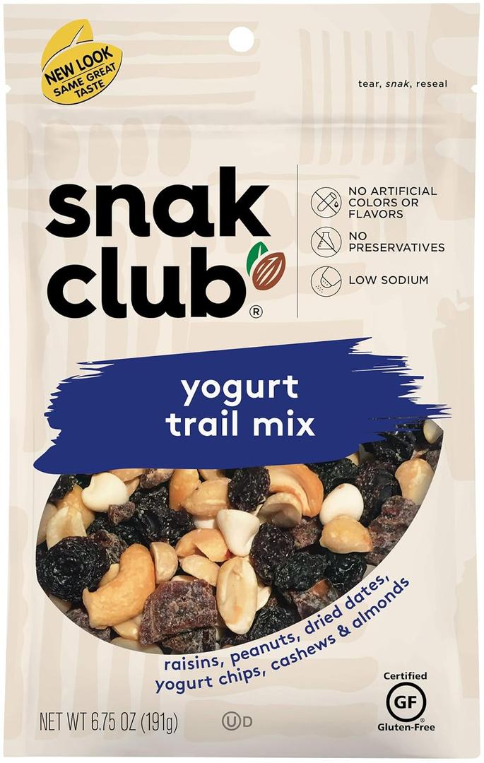 Snak Club Yogurt Nut Trail Mix, 6.75 Ounce Resealable Bag (EXP 06/03/25)