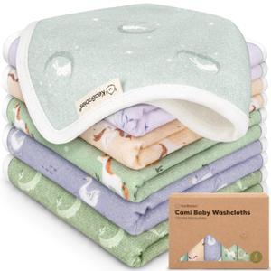 6-Pack Cotton Baby Washcloths for Newborn - Organic Cotton Muslin Soft Wash Cloths for Babies, Infant, Kids, Toddler Towels for Boy, Girl, Super Absorbent Face Cloths, Scratch-free Baby Rags (Lunaris) (10" x 10")