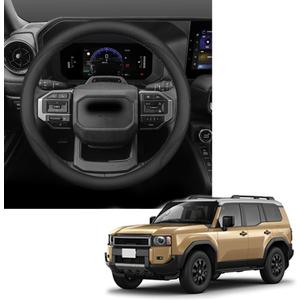 for Land Cruiser 250 Prado J250 LC250 Land Cruiser 250 2024 2025 Car Steering Wheel Cover Anti-Slip All Season Leather (Black)