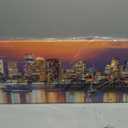 DJSYLIFE Boston Skyline Wall Art Canvas Prints Colorful USA City Night Pictures Modern Panoramic Cityscape Posters Paintings for Bedroom Office Decor, Ready to Hang 13.8"x45.3"