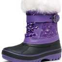 DREAM PAIRS Girls Boys Snow Boots Water-Resistant Outdoor Warm Cozy Anti-Slip Mid Calf Faux Fur Lining Winter Shoes for Little/Big Kids (Purple)