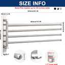 NearMoon Swivel Towel Rack, 19.5" Thicken 304 Stainless Steel 4-Arm Towel Bar, Space Saving Wall Mounted Towel Holder with Hook, Rustproof Swing Out Towel Hanger for Bathroom, Kitchen (Brushed Nickel)