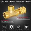 Boltigen 3/4" Heavy Duty Brass Garden Hose Tee - NPT Male x3 w/Swivel Port & 1X Hex Nipples, 3-Way Connector for Faucet to Sprinkler or Car Wash (Male to Female Adapters, Leak-Free)