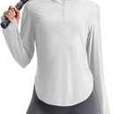 Libin Women's Athletic Running Shirt Long Sleeve Quarter Zip Pullover Moisture Wicking Quick Dry Workout Gym Shirts (Light Grey)