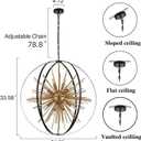 31.5" Black Gold Large Globe Sputnik Chandelier, 16-Light Mid Century Modern Industrial Starburst Golden Metal Satellite Light Fixture for High Ceiling Living Room Dining Room Foyer, E12, Globe D31"