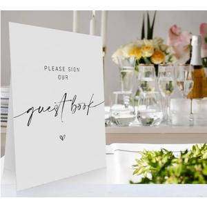 2 x Please Sign Our Guest Book Sign for Wedding, Wedding Decorations for Reception, 8 X 11" Wooden Table with Stand, Bridal Shower for Reception