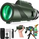 Monocular-Telescope 80x100 High Powered Monoculars High Definition for Adults High Powered with HD BAK4 Prism Smartphone Adapter Telescope Hunting Wildlife Bird Watching Travel Camping Hiking-Green