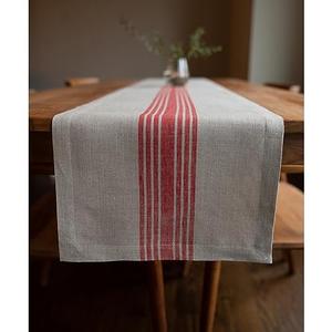 Solino Home Stripe Linen Table Runner 72 Inches Long - 100% Pure Linen Red and Natural Farmhouse Table Runner 14 x 72 Inch for Dining, Dresser, Mothers Day, Spring, Summer