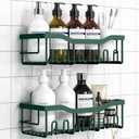 EUDELE Shower Caddy 2 Pack, Adhesive Shower Organizer for Home Decor & Kitchen Storage, No Drilling, Rustproof Stainless Steel Bathroom Shelf Organizer Green