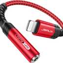 JSAUX Headphone Adapter for iPhone Lightning to 3.5mm Adapter [Apple MFi Certified] Compatible with iPhone 14 Pro Max/14 Plus/13 12 11 Pro Max/SE/XS-Red