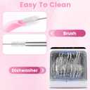 OUTXE Anti Wrinkle Straw 6 Pcs, Flat Wide Drinking Straw for Stanley Cup 40 oz 30 oz, Reusable Wrinkle Free Long Stainless Steel Metal Straw for Lip with Cleaning Brush and Carrying Bag