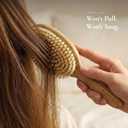 100% Boar Bristle Hair Brush for Fine Thin Hair | First Cut Boar, Solid Red Oak Oval Wooden Brush