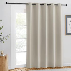 NICETOWN Blackout Natural Curtain for Living Room - Grommet Thermal Insulated Solid Room Darkening Thermal Curtain Drape Sound Reducing for Bedroom/Living Room (1 Panel, W66 x L84)