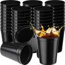 Yungyan 16oz Stadium Cups Reusable Plastic Cups Blank Drink Tumblers for Parties, Events, DIY Projects,4.5 x 3.54 x 2.72 Inch (Black)