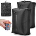 Travel Vacuum Seal Bags with Wireless Rechargeable Pump, 25L Durable Reusable Compression Packing Bags for Carry-On Suitcase & Backpack, IP67 Waterproof Space Saver Kit (2 Pack) (Black)