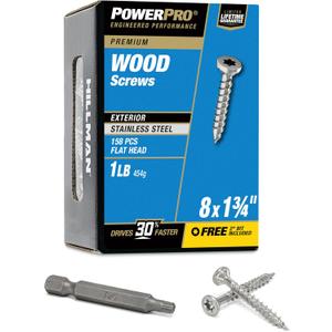 48620 Exterior Wood Screws, #8 x 1-3/4", Epoxy Coated, Torx/Star Drive Included, Coarse Thread, Decking Screws, Outdoor Rust Resistant, Stainless Steel, 172pcs