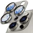 Wumigoo Camera Lens Protector for iPhone 16/15/14 Pro, Max, Sapphire Glass Screen Cover, Case Friendly - Natural Titanium