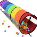 Extra-Large Play Tunnel for Toddlers 1-3 Years Pop-Up Baby Crawl Tube, Sensory Activity, Indoor & Outdoor Kids Toy, Collapsible for Easy Storage, Rainbow