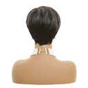 MOONSHOW Short Grey Wigs for Black Women Grey Pixie Cut Wig Synthetic Short Side Part Pixie HairCut Wigs with Bangs for Old Women Gray Straight Pixie Wig