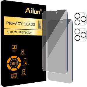 Ailun 2Pack Privacy Screen Protector Compatible for iPhone 14 Pro Max [6.7 inch] + 2 Pack Camera Lens Protector, Anti Spy Private Tempered Glass Film, Case Friendly, [9H Hardness] - HD