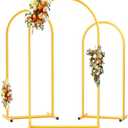 DDMY Large Arch Backdrop Stand (7.2FT/6.6FT/6FT) Metal Balloon Arch Stand Set of 3 Gold Party Stands for Wedding, Birthday, Baby Shower, Bridal Shower - Balloon Arched Frame for Garden Decor, Gold Floral Arches