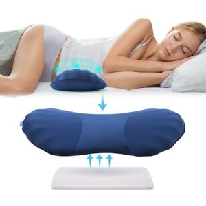 RESTCLOUD Adjustable Lumbar Support Pillow for Sleeping Memory Foam Back Support Pillow for Lower Back Pain Relief and Sleeping, Lumbar Support Pillow for Bed and Chair (Includes a removable pad, Dark Blue)